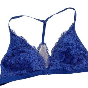 Victoria's Secret Sexy Body Bralette Bra Sz Medium Racerback Halter Navy Lace